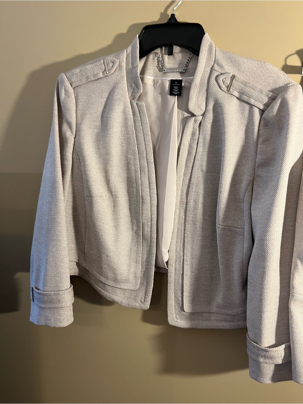White House Black Market Tan Tweed Cropped Blazer